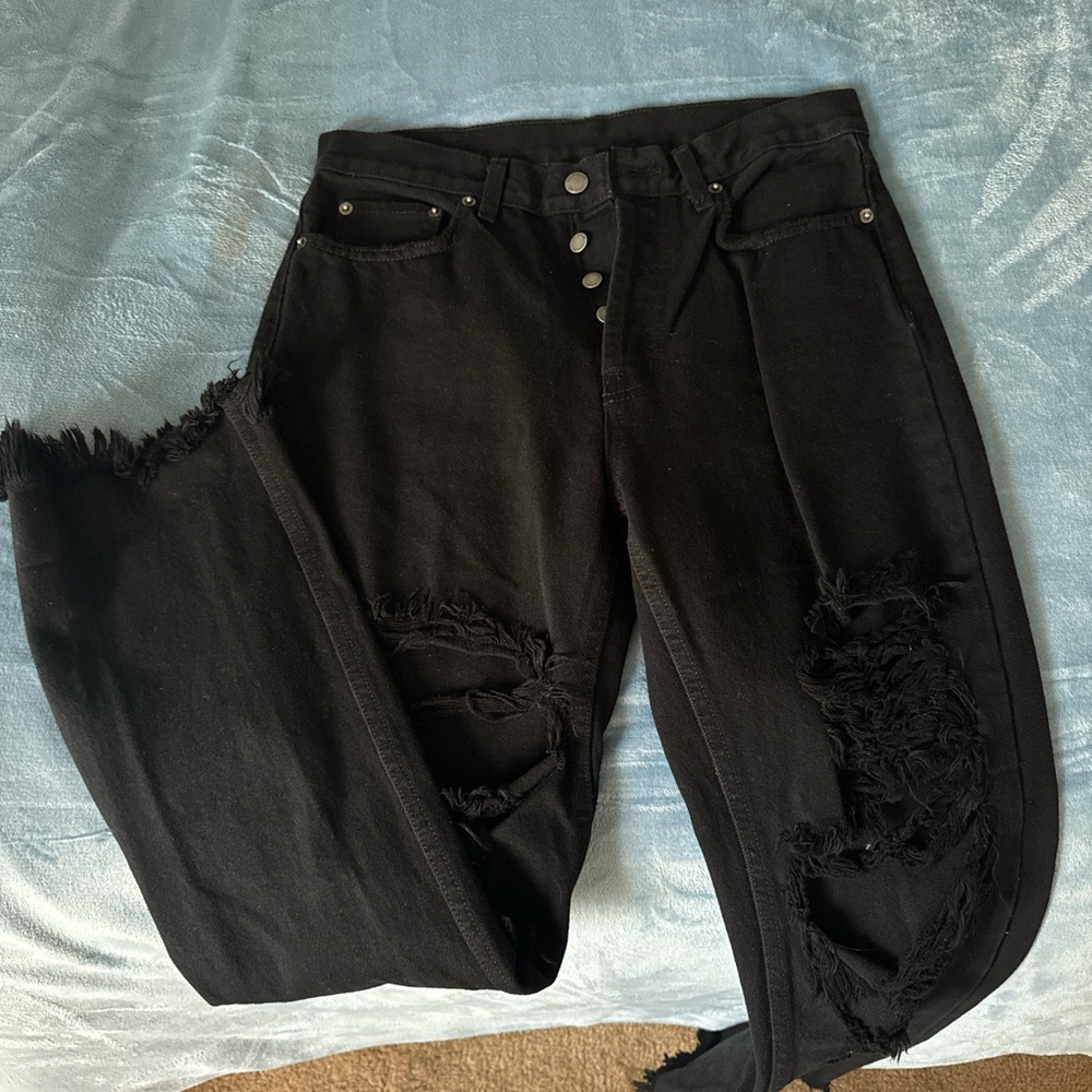 Carmar Black Distressed Boyfriend Jeans